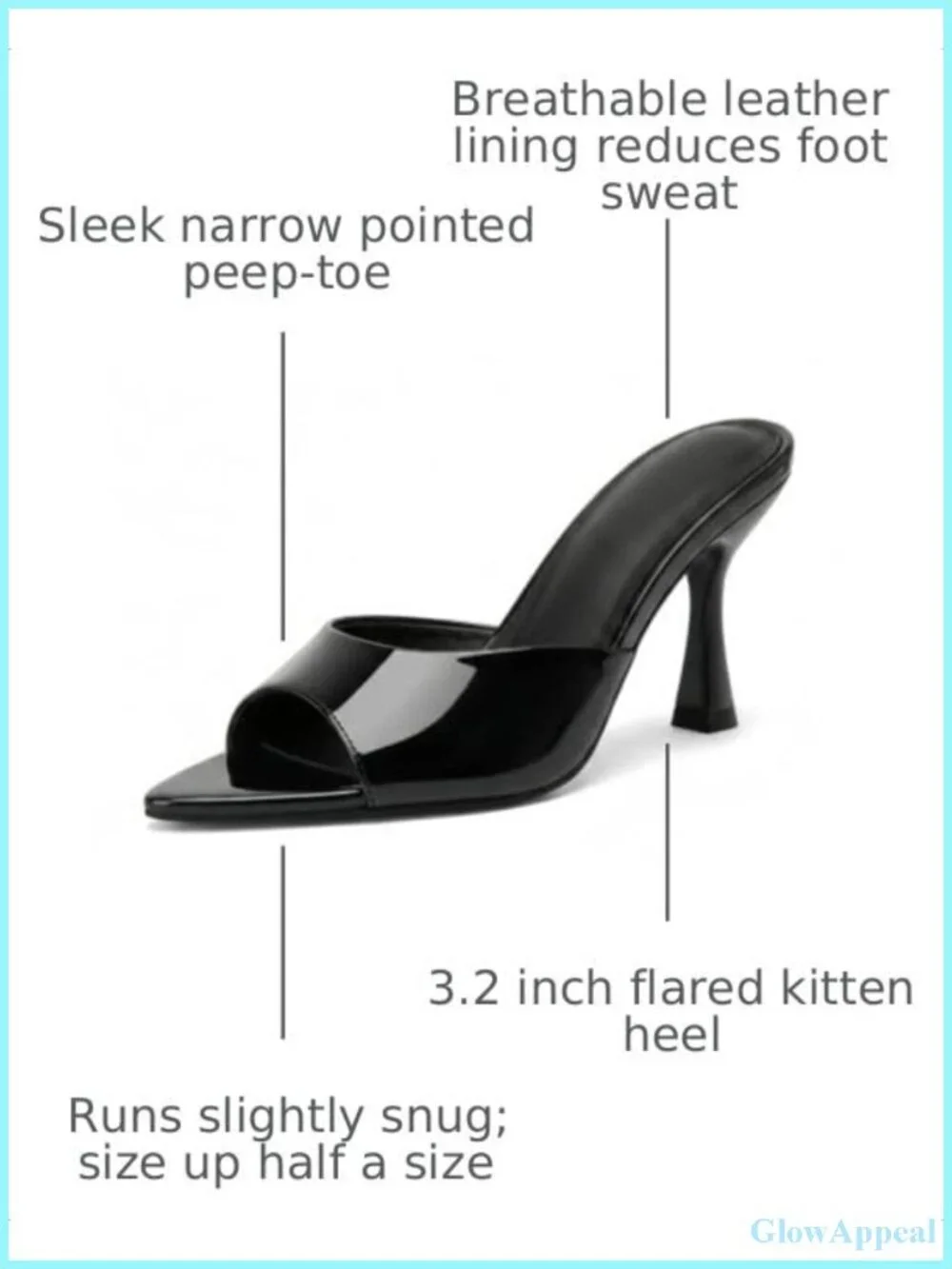 Patent Kitten Heel Mules Pointed Toe Women Dress Shoes
